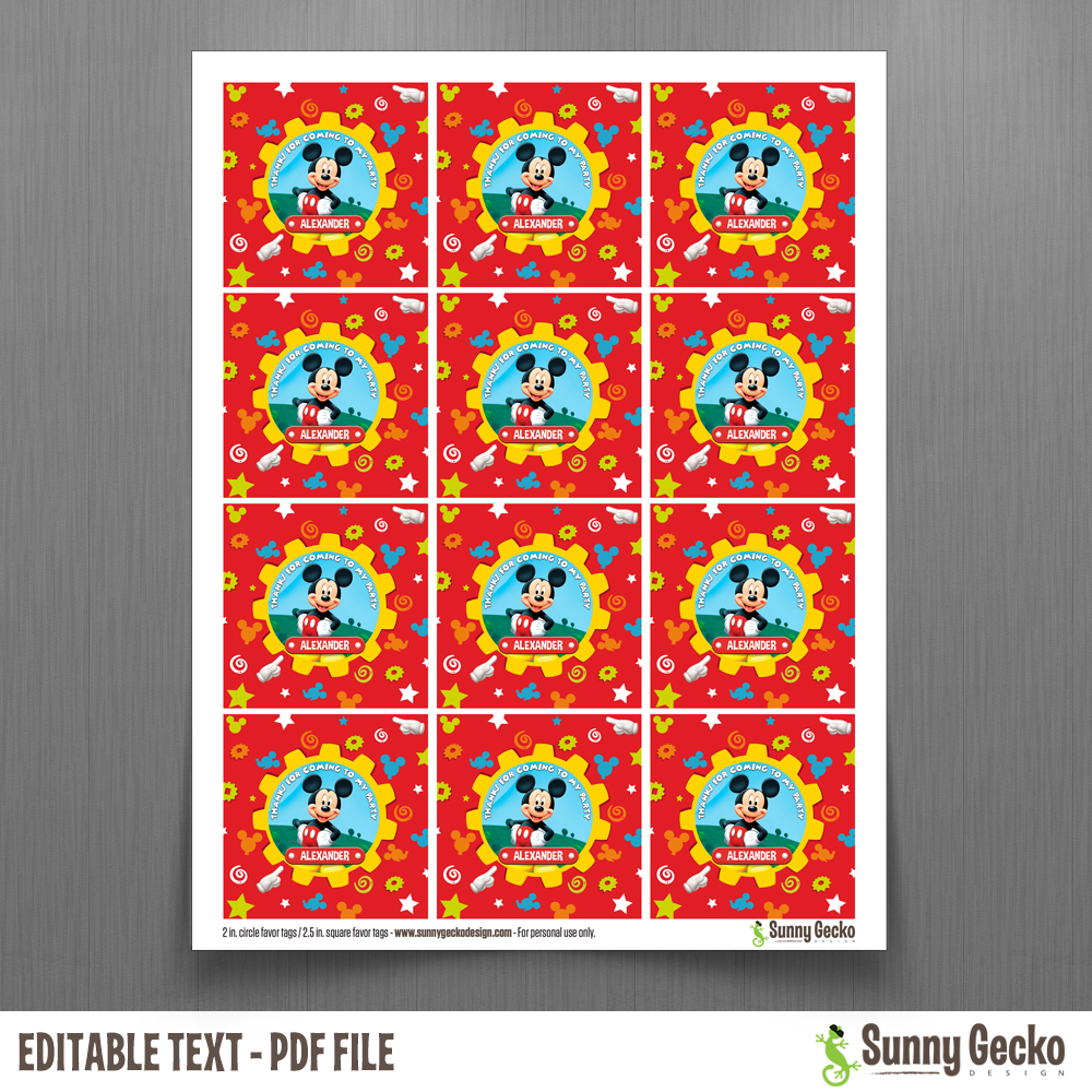 Disney Mickey Mouse Clubhouse Birthday Favor Tags - Instant Download ...